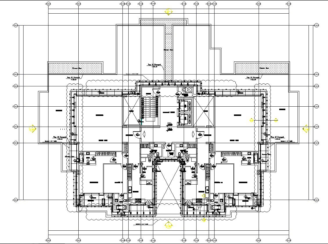 Residential Building Floor Plan Layout CAD Drawing In DWG File