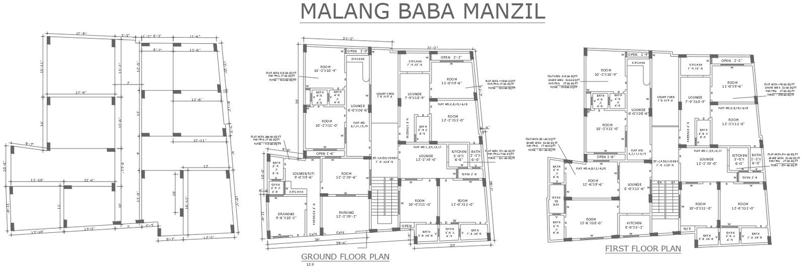 AutoCAD DWG File for Ground and First Floor Plan View