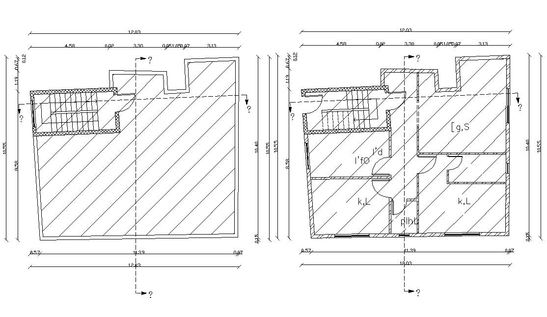 Residential Building Planning With Dimension DWG File