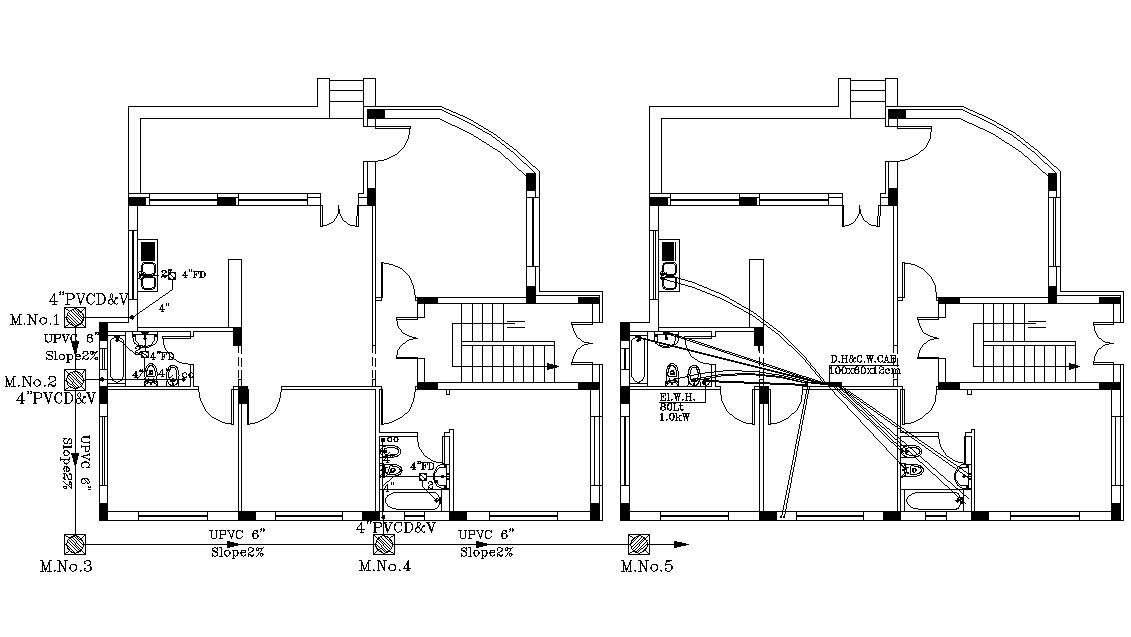 Residential Building Plumbing Design AutoCAD File