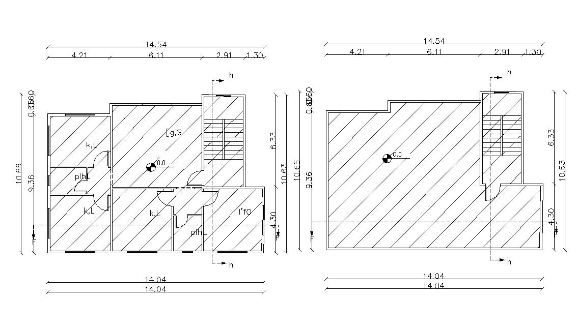 Residential Bungalow Planning With Dimension AutoCAD Drawing