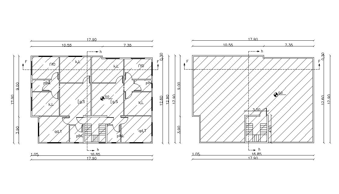 Residential Flat Design With Terrace Floor Plan AutoCAD File