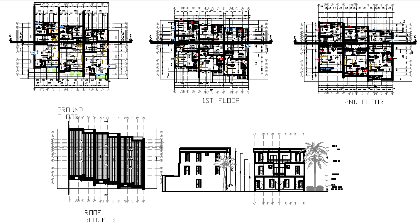 Architectural Floor and Elevation Plan in DWG Format