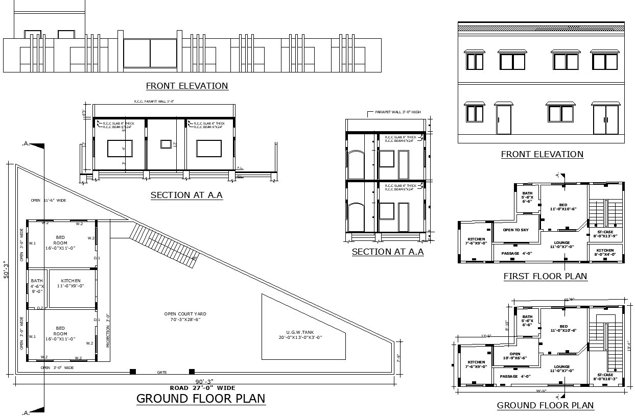 AutoCAD Residential Home Layout and Sectional View