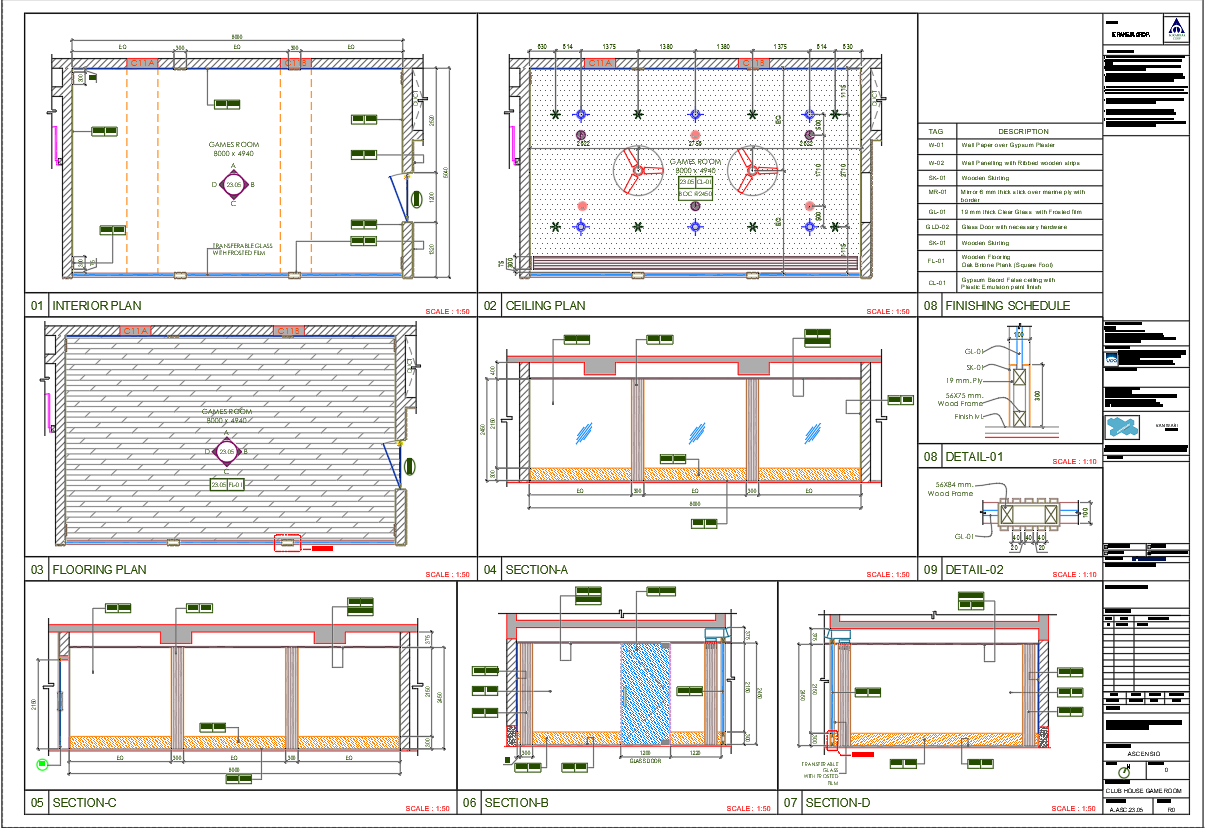 Residential House Ceiling & Flooring Design CAD Drawing | Cadbull