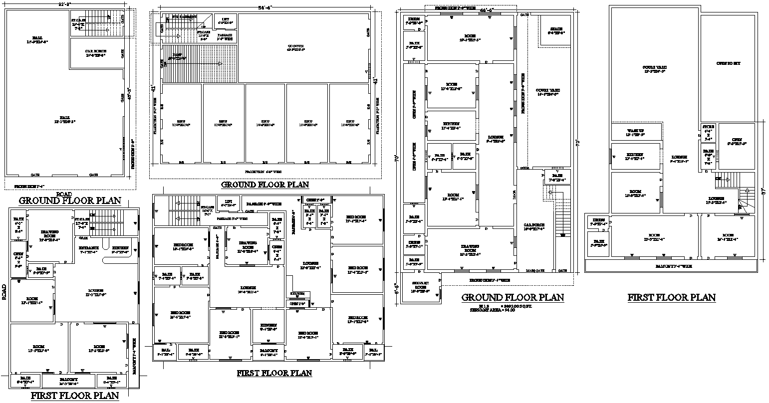 Residential House Design Layouts AutoCAD BLocks DWG Download 