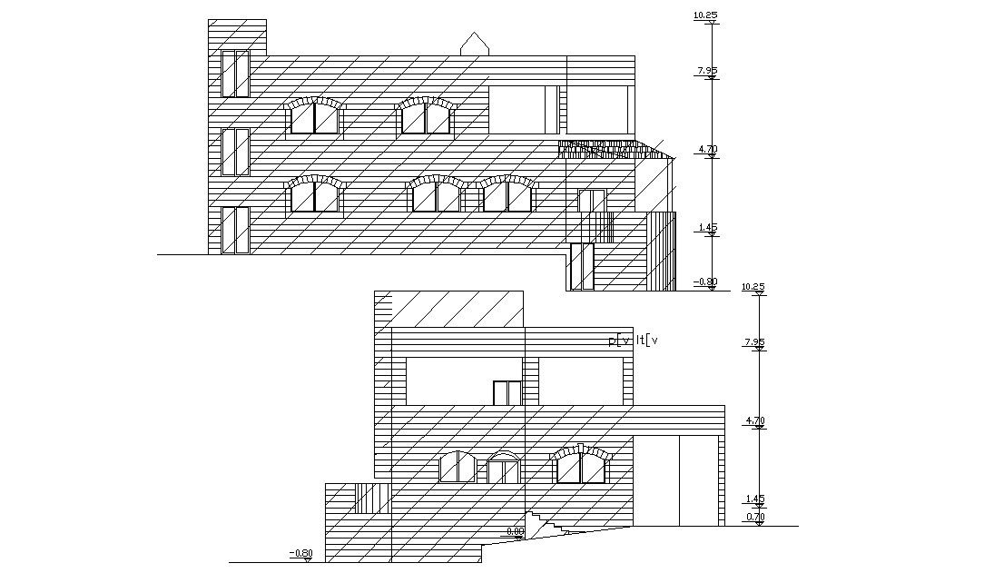 Residential House Elevation Layout CAD File Download