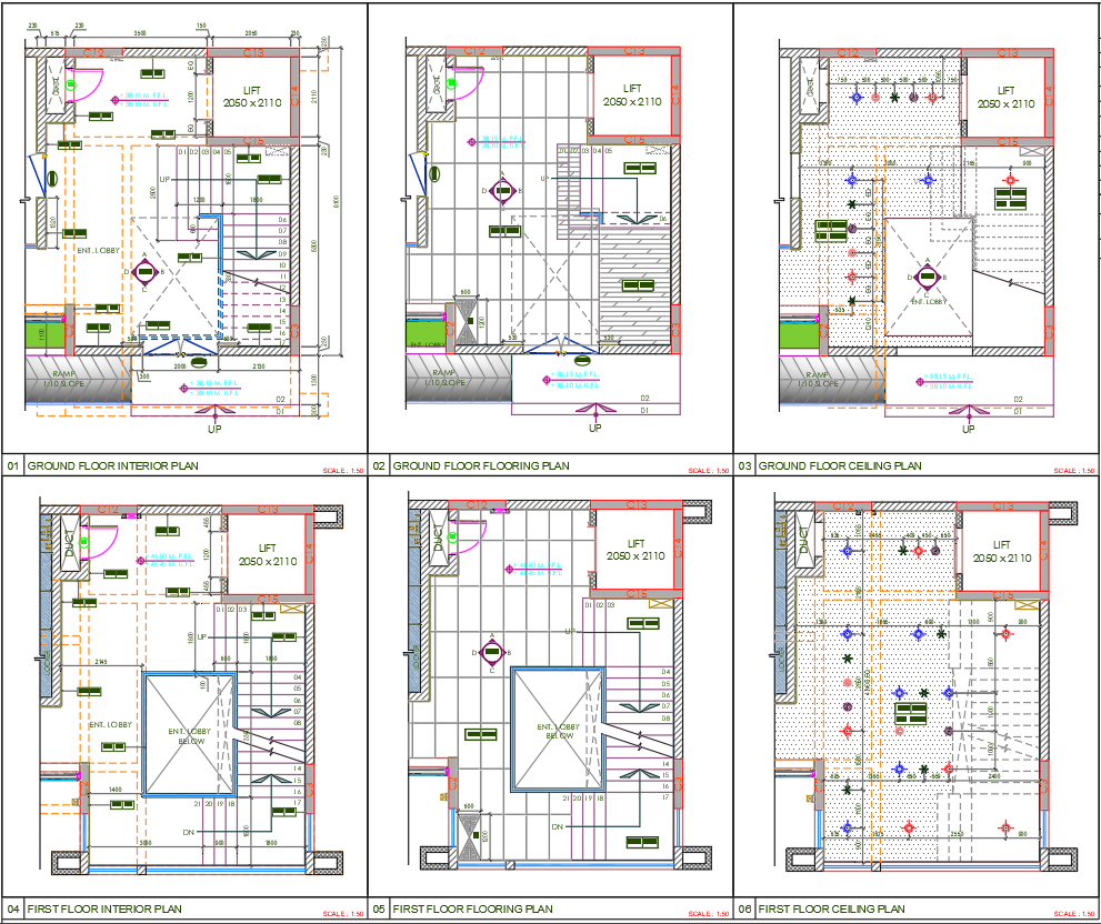 Residential Interior Ceiling & Flooring DWG Plan | Cadbull