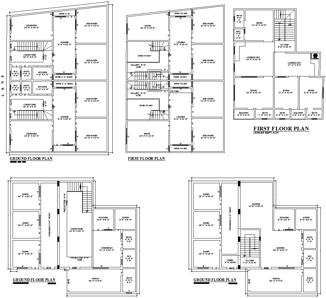 Residential House Plan Architecture AutoCAD DWG Download 