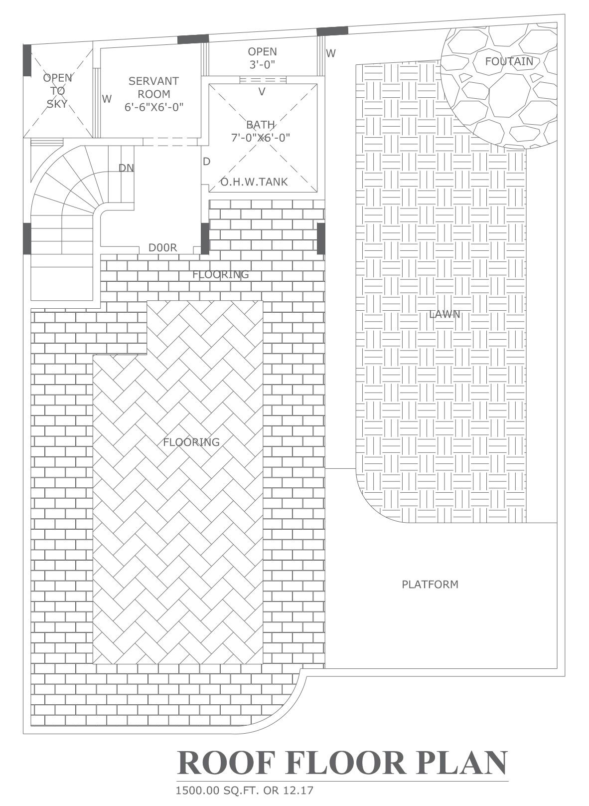 AutoCAD DWG Format of Residential Roof Plan Drawing