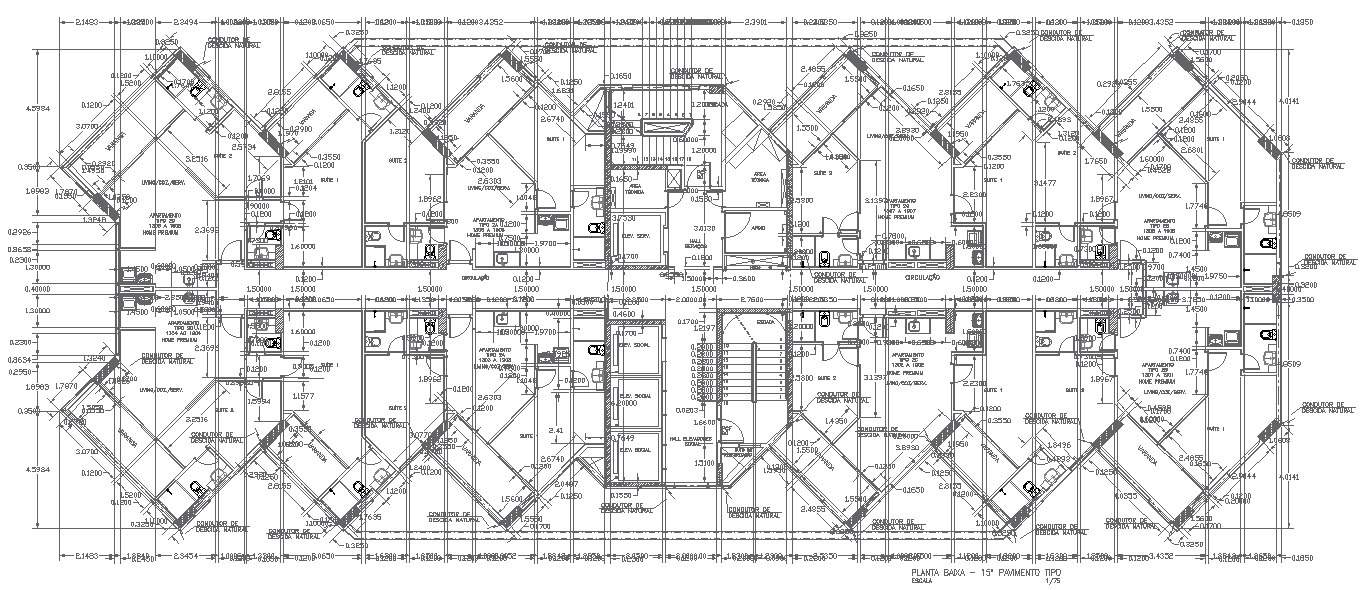 Residential Multi Unit Building Layout Design with Floor Plan AutoCAD DWG