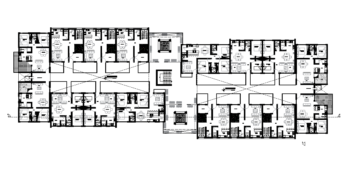Residential building plan is given in this Autocad drawing model. Download the Autocad file.