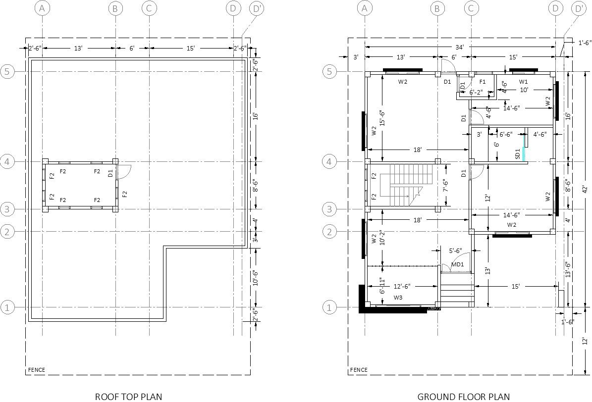 Residential building sectional plan