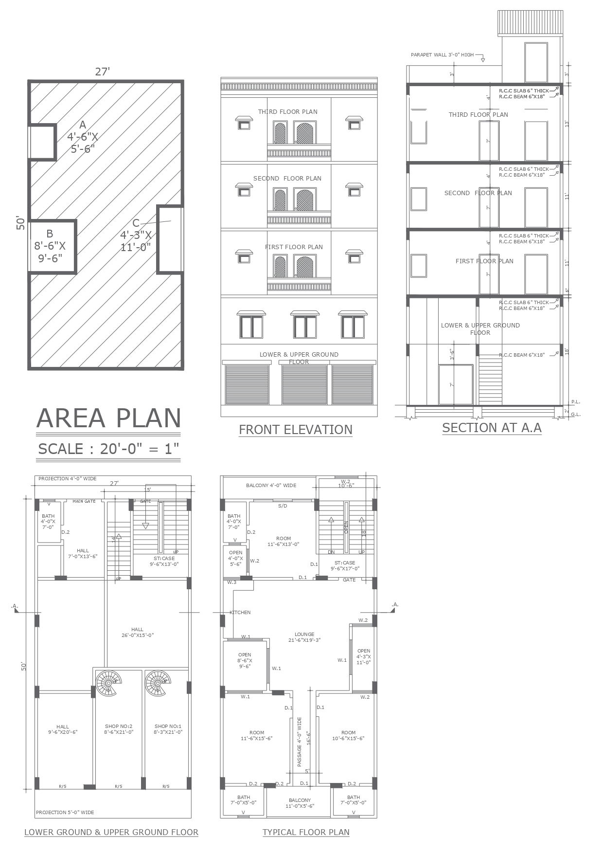 Residential design for joint family detail design autocad dwg drawing .