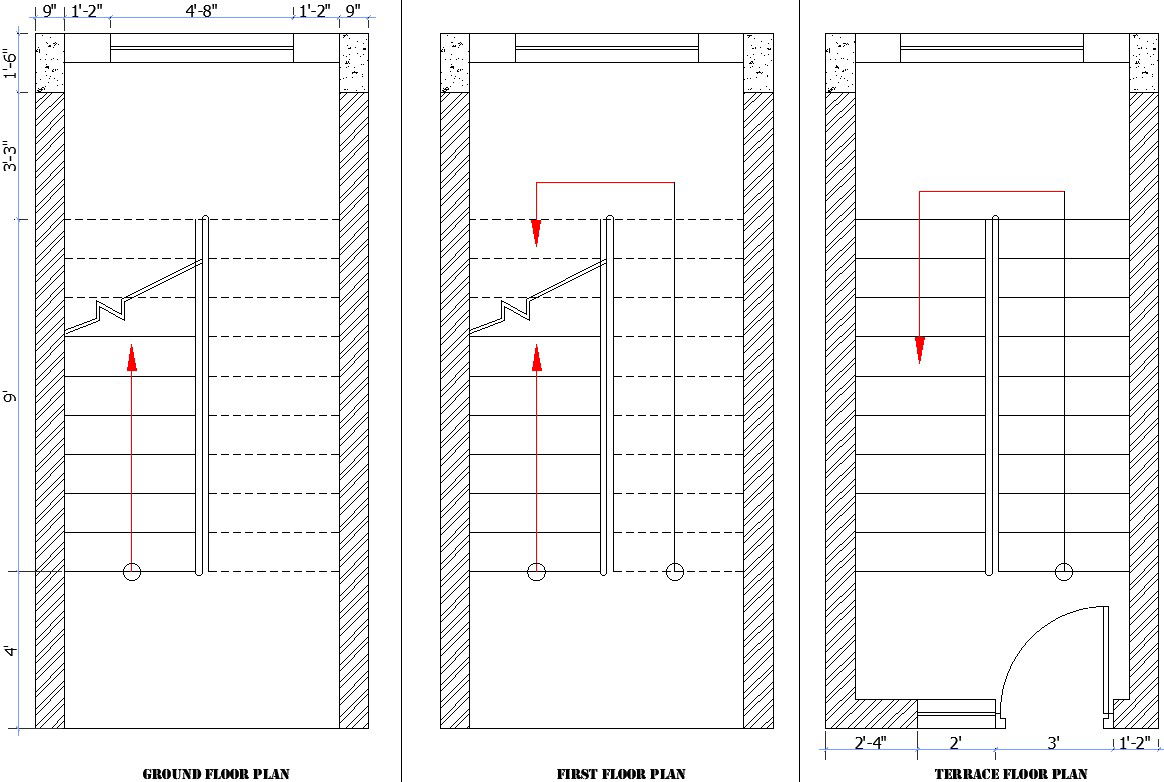Residential house staircase layout