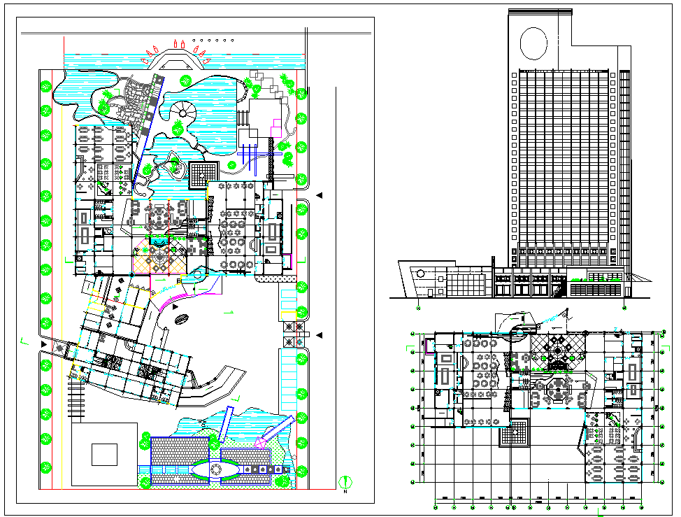 Resort Layout Plan with Elevation design