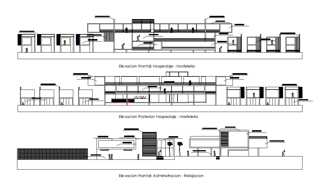 Resort Building Elevation Design Download DWG File