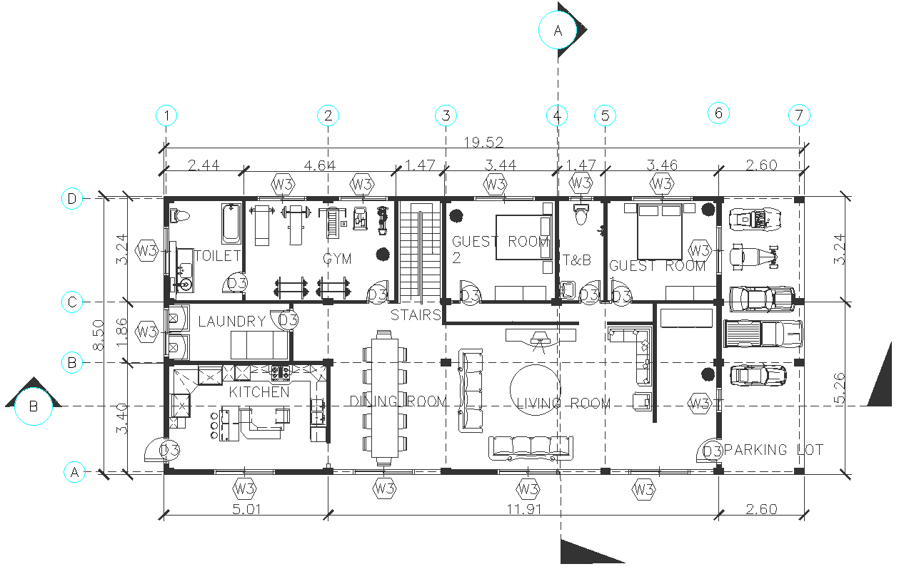 Resort design with gym gaming room and theater dwg autocad drawing .