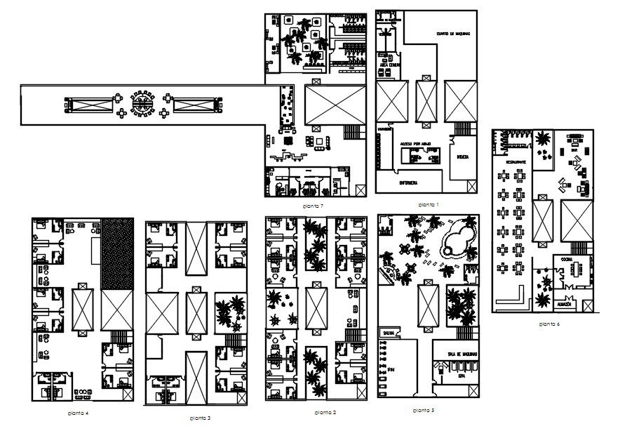 Resort floor plan drawing defined in this AutoCAD file. Download the AutoCAD drawing file.