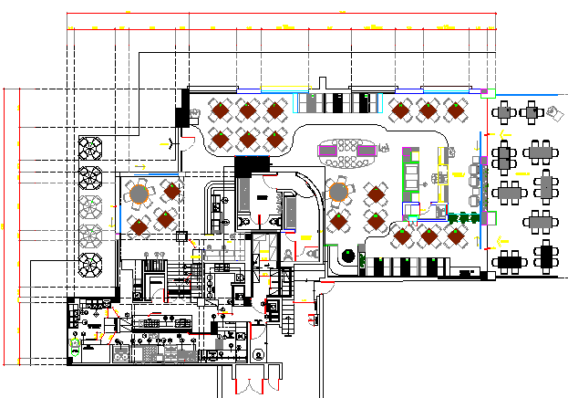 Restaurant Architecture Design and Structure Details dwg file