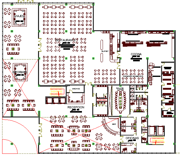 Restaurant Architecture Layout of Five Star Hotel dwg file