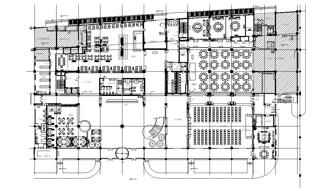 Restaurant Building Floor Plan DWG File