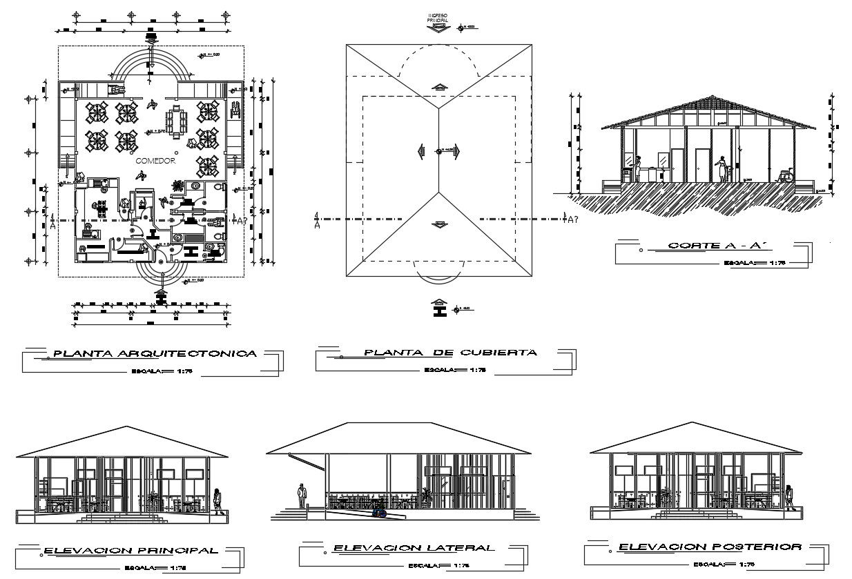 Restaurant Floor Plan Layout in AutoCAD DWG Drawing File