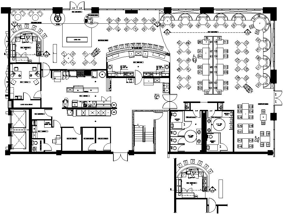 Restaurant Floor Plan DWG File