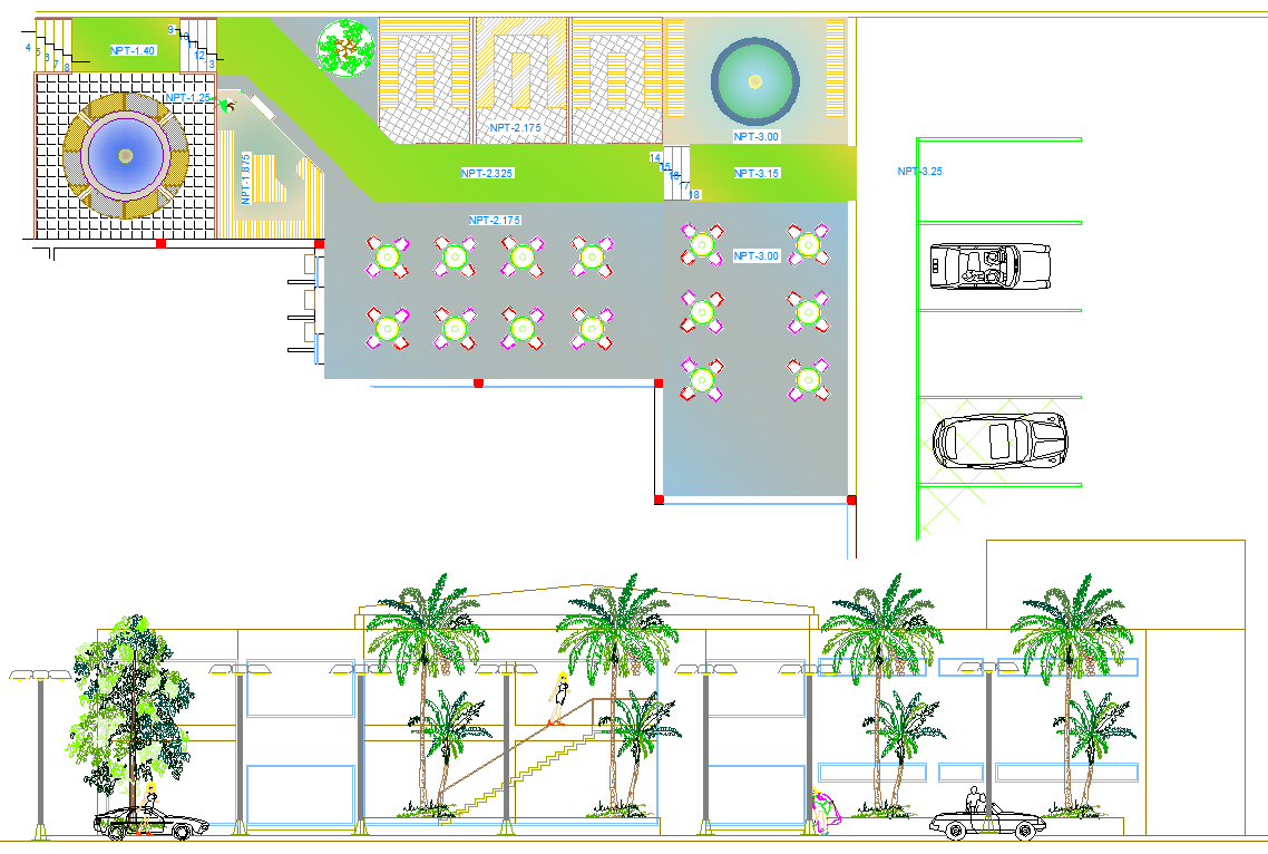 Restaurant Layout plan and Elevation design 