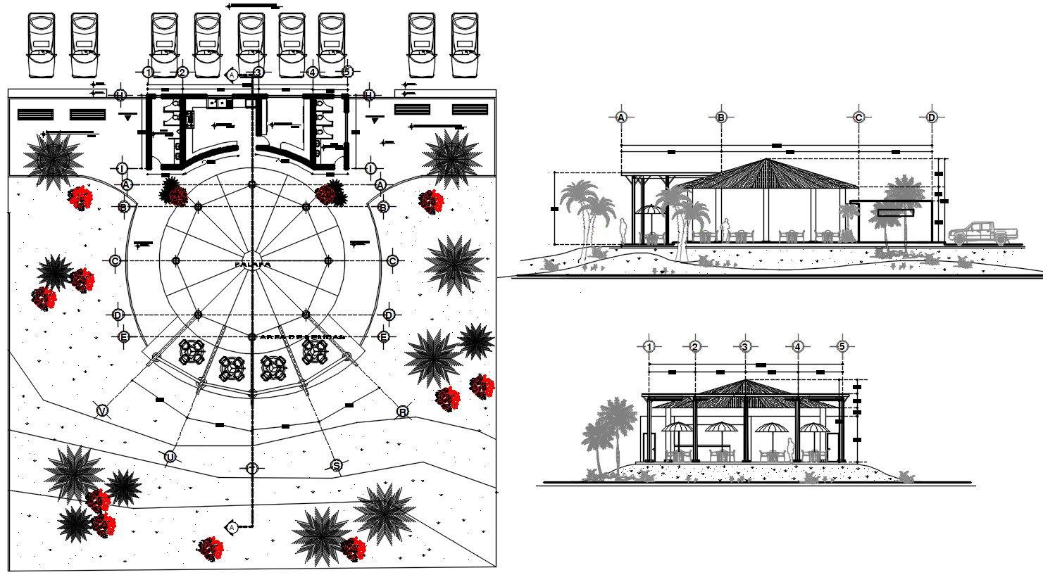 Restaurant Plan CAD Drawing