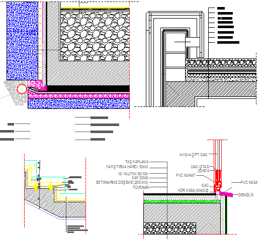 Restaurant constructive details with staircase and column dwg file