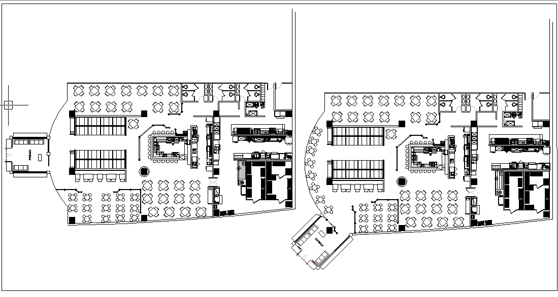 Restaurant drawing plan elevation dwg file