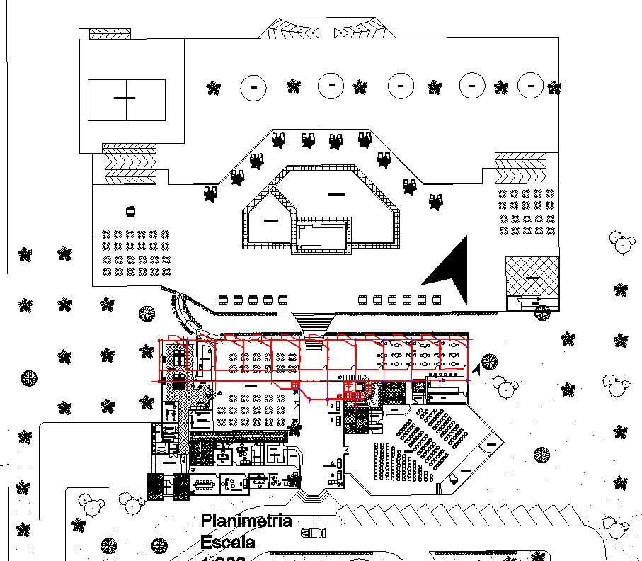 Restaurant layout plan with detailing dwg file