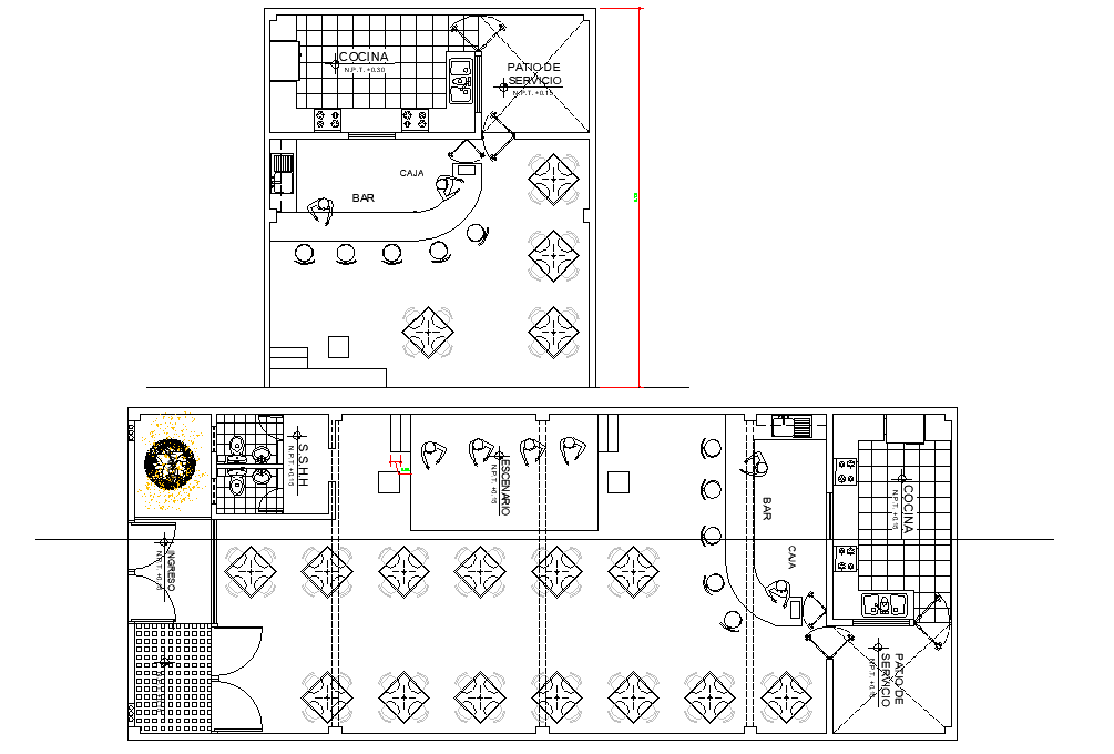 Restaurant plan detail dwg file