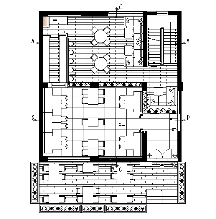 Restaurant And Café Bar Layout Plan CAD Drawing Download DWG File