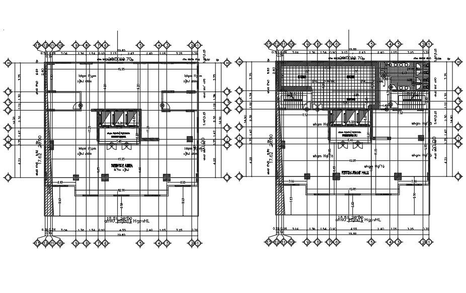 Restaurant Building Layout Plan CAD Drawing Download DWG File