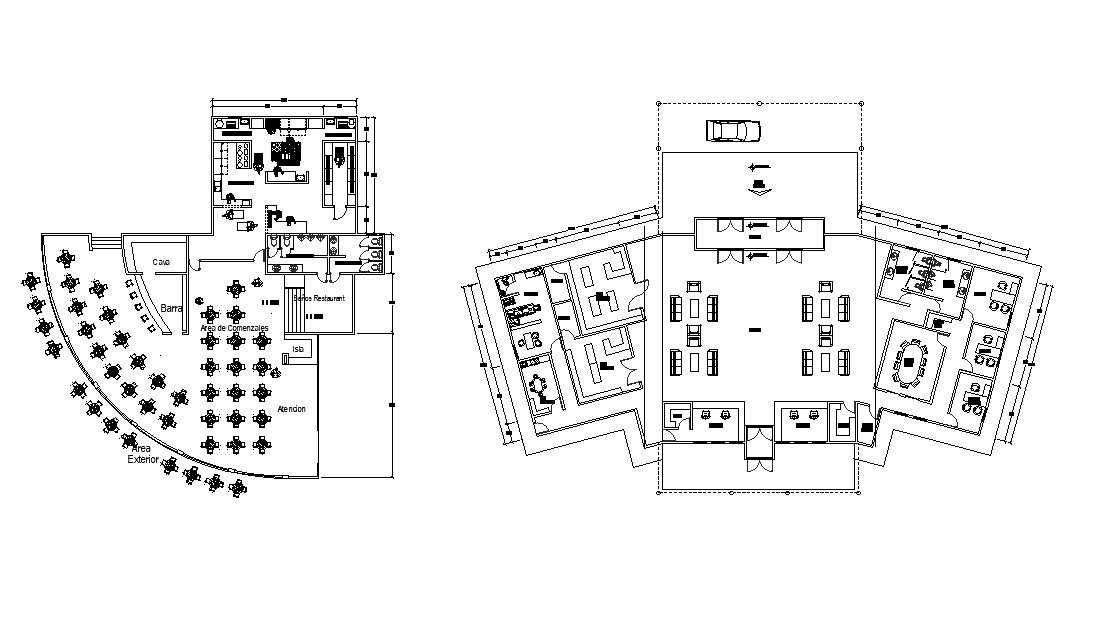 Restaurant Furniture Layout Plan AutoCAD Drawing Download DWG File