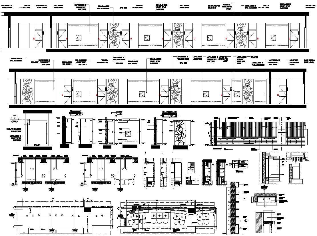 Restaurant Interior Design: Lighting Wall Decor & MDF Panel Details | DWG AutoCAD File