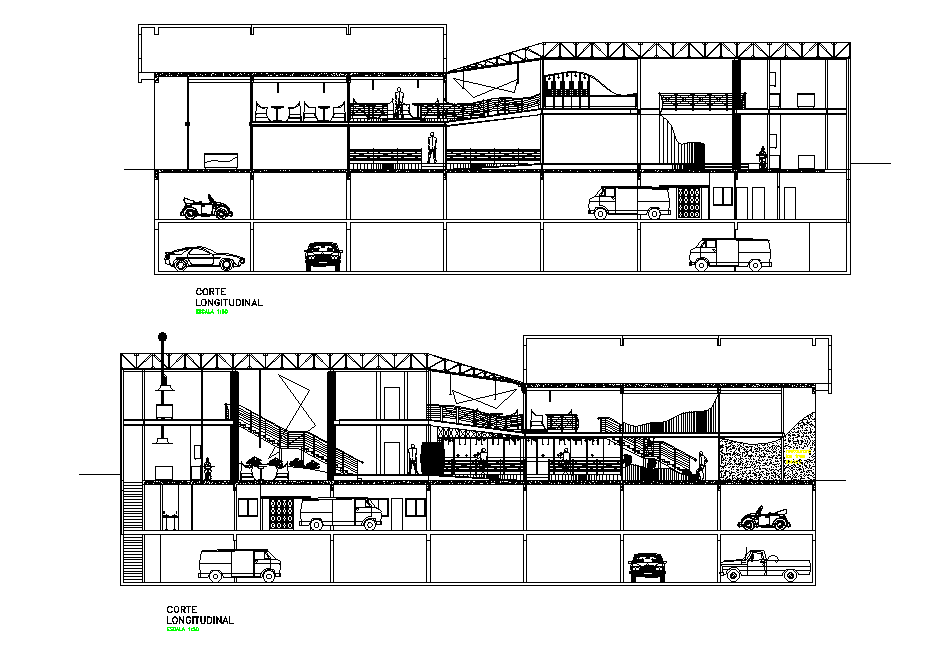 Restaurant With Bar Building Section CAD Drawing DWG File
