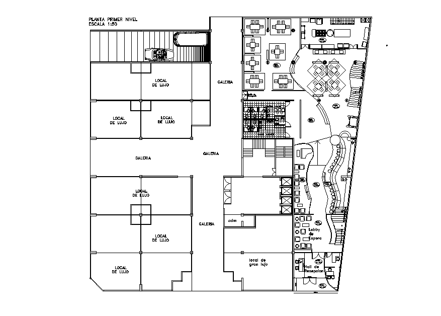 Restaurant With Shop Layout Plan AutoCAD Drawing DWG FIle