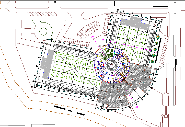 Retail market site plan details with structure dwg file
