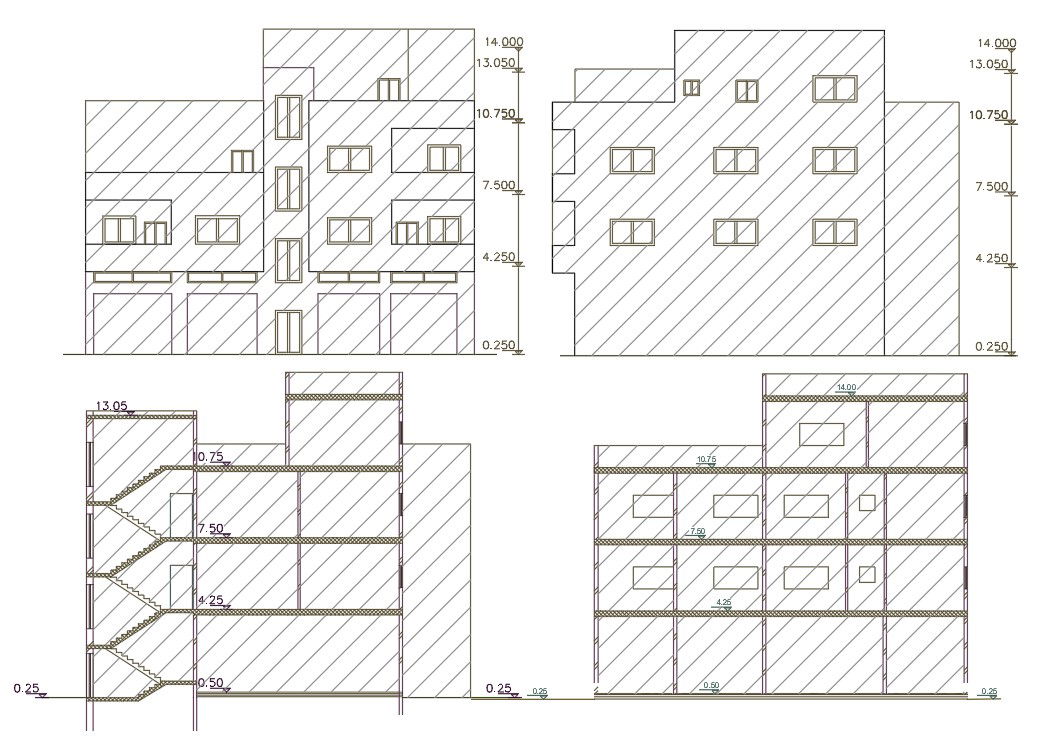 Retail Shop With Apartment Building Design DWG File