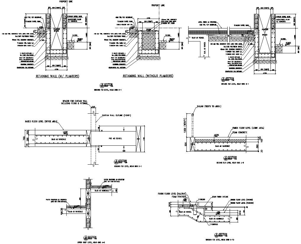 Retaining wall detail drawing of AutoCAD, dwg files.
