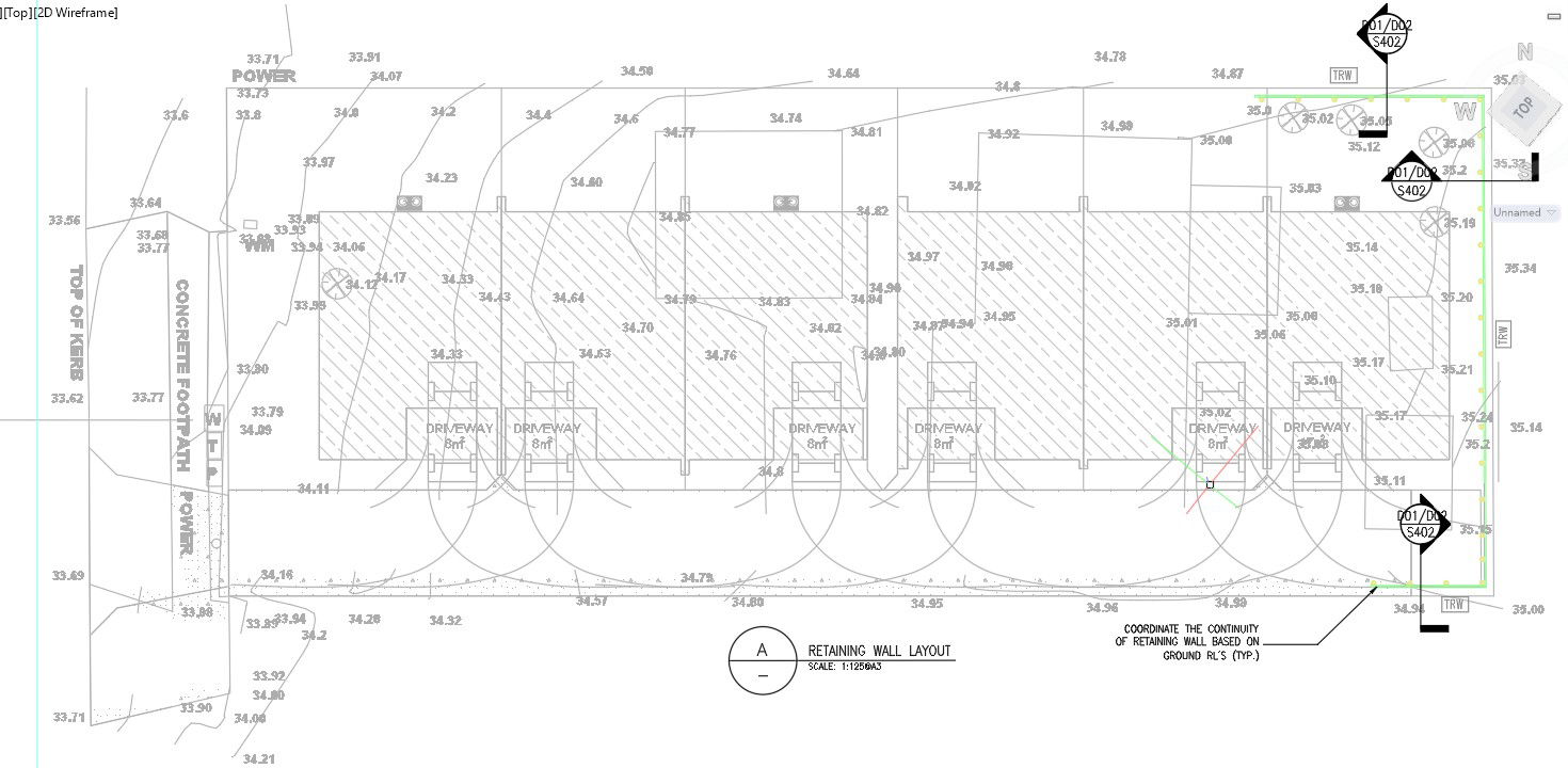 Retaining Wall Layout Plan in AutoCAD 2D DWG Drawing