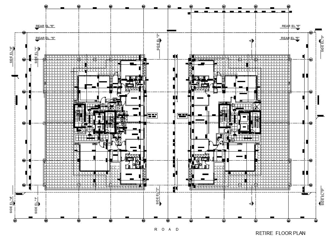 Retire floor plan layout details of house dwg file