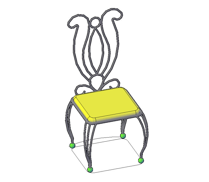 Retro steel chair detail elevation 3d model autocad file