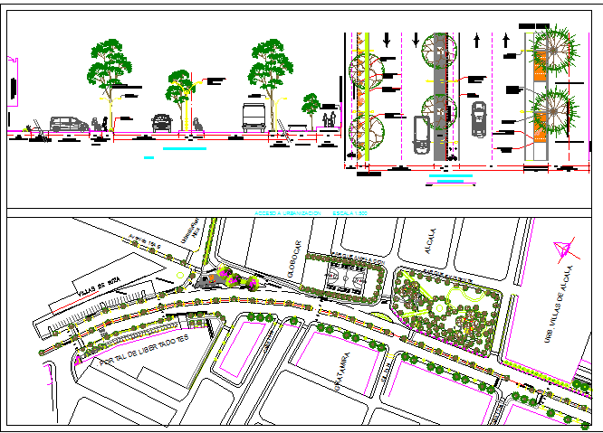 Revitalization green area details of city project dwg file