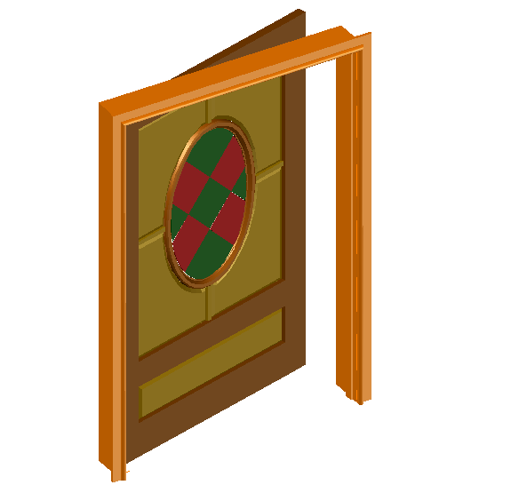 Revolving view of door in 3d with elliptical design
