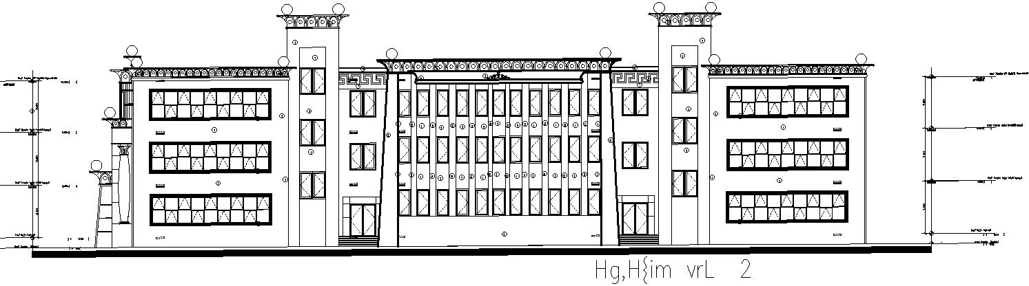 Right Side Elevation of a Educational Building.