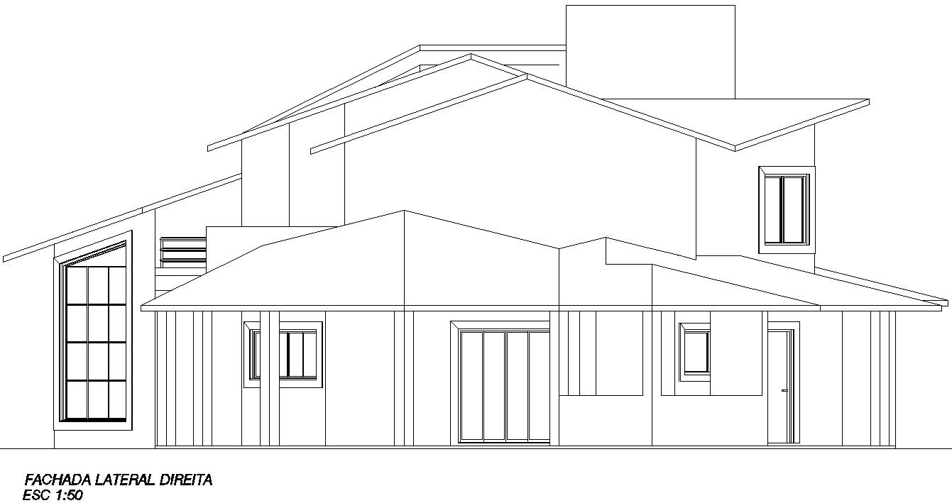 Right Side Façade elevation of a residential building.